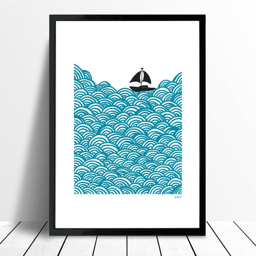 Bigger Boat Giclee Print in Azure Blue