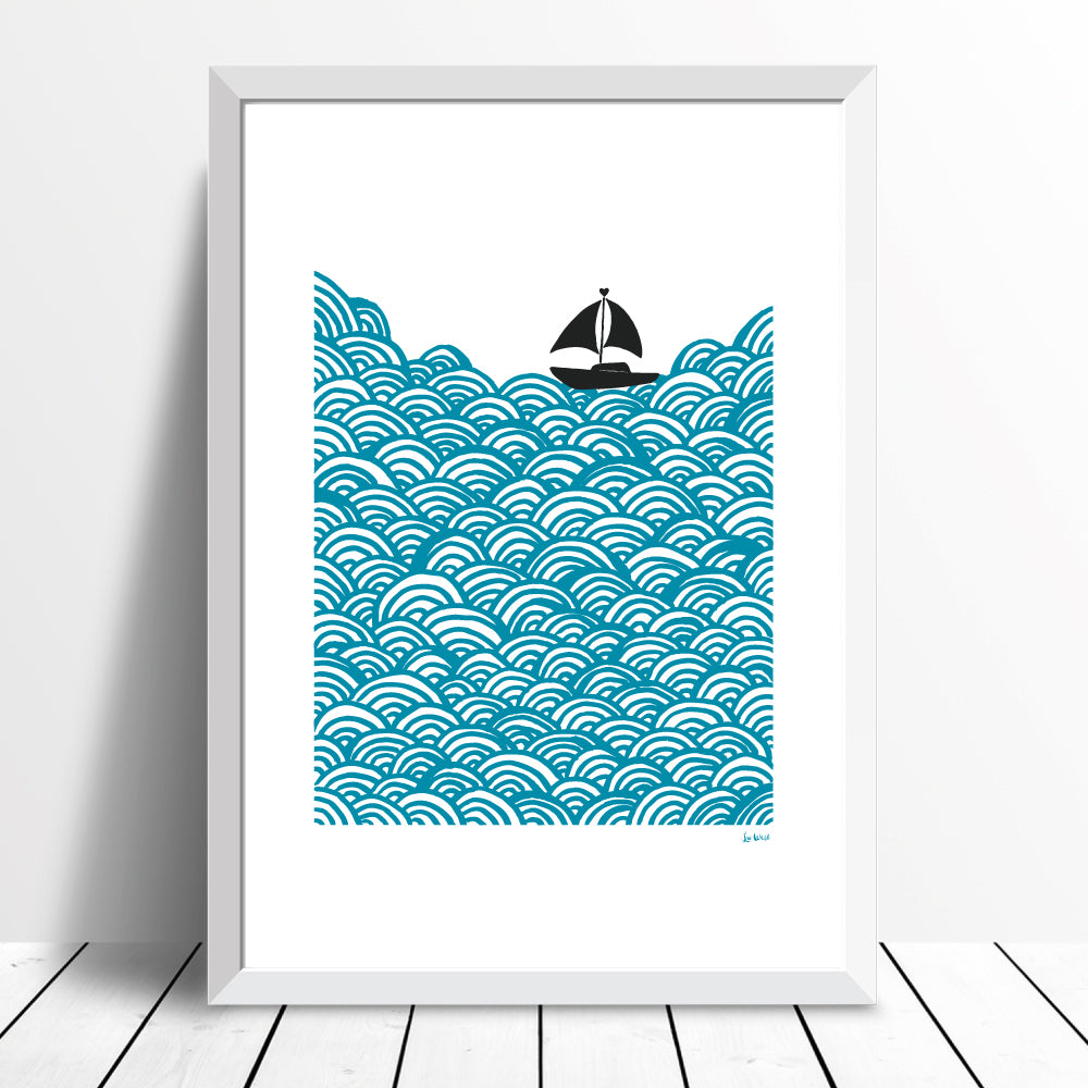 Bigger Boat Giclee Print in Azure Blue