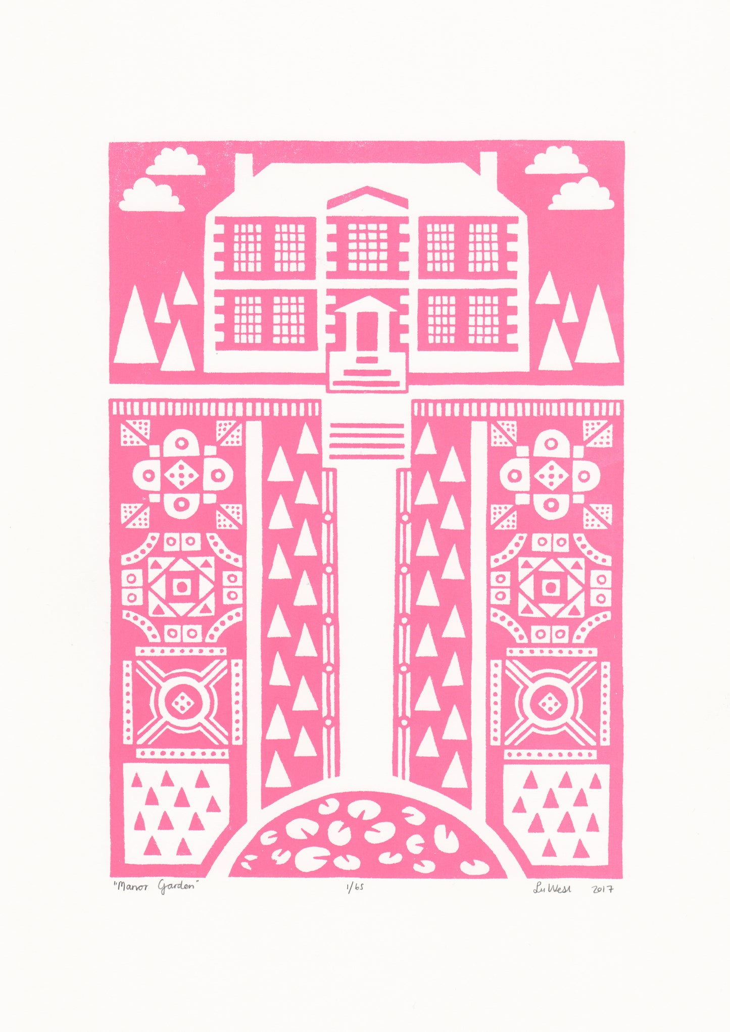 Manor Garden Screen Print in English Rose