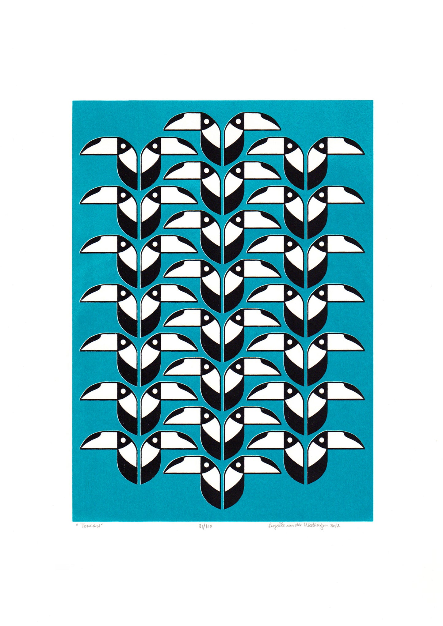 Toucans Screen Print in Teal